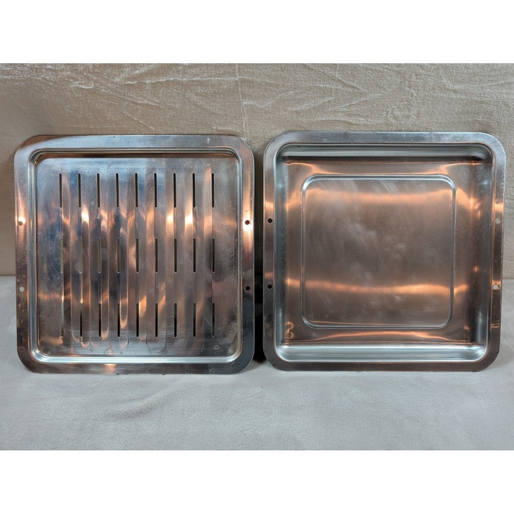 Vintage Square Stainless Steel Steamer Tray Set Slotted and Solid Insert 12.5in - Picture 2 of 5